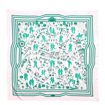 Hermes Les Nouveaux Amoureux de Paris Scarf Printed Silk 90