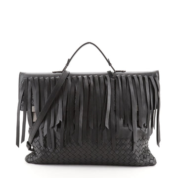 Bottega Veneta Convertible Flap Briefcase Fringe Intrecciato Nappa Large