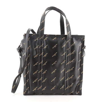 Balenciaga Bazar Logo Convertible Tote Printed Leather Small