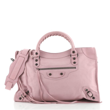 Balenciaga City Classic Studs Bag Lizard Embossed Leather Medium