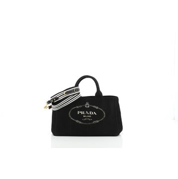Prada Canapa Convertible Tote Printed Canvas Large