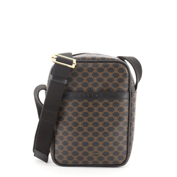 Celine Vintage Zip Crossbody Bag Macadam Coated Canvas Small