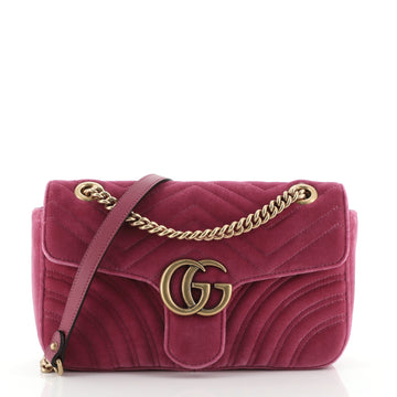 Gucci GG Marmont Flap Bag Matelasse Velvet Small