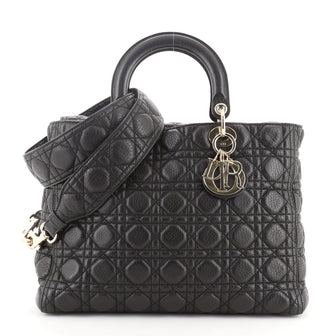 Christian Dior Lady Dior Bag Cannage Quilt Grained Calfskin Large