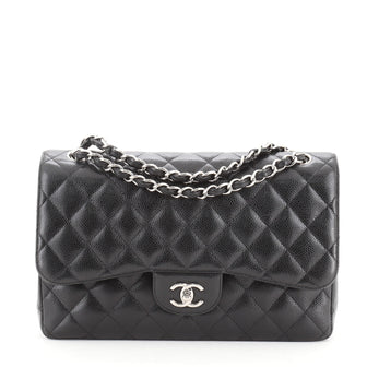 Chanel Classic Double Flap Bag Quilted Caviar Jumbo