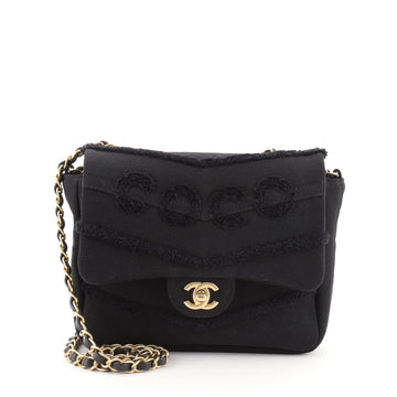 Chanel Coco Flap Bag Fringe Chevron Denim Small