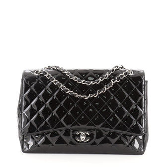 Chanel Vintage Classic Single Flap Bag Quilted Patent Maxi