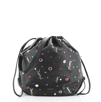 Saint Laurent Teddy Bucket Bag Embellished Leather Small