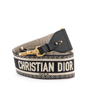 Christian Dior Logo Shoulder Strap Embroidered Canvas