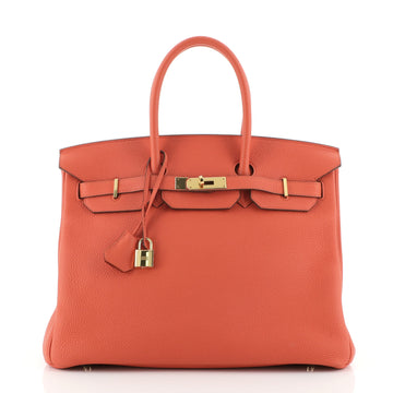 Hermes Birkin Handbag Orange Togo with Gold Hardware 35