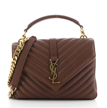 Saint Laurent Classic Monogram College Bag Matelasse Chevron Leather Medium