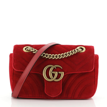 Gucci GG Marmont Flap Bag Matelasse Velvet Small