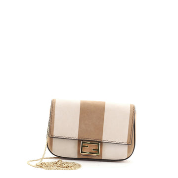 Fendi Chain Baguette Charm Bag Pequin Nubuck Nano