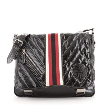 Gucci Vintage Crest Messenger Bag Dialux Coated Canvas Large