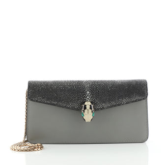 Bvlgari Serpenti Forever Chain Clutch Stingray and Leather