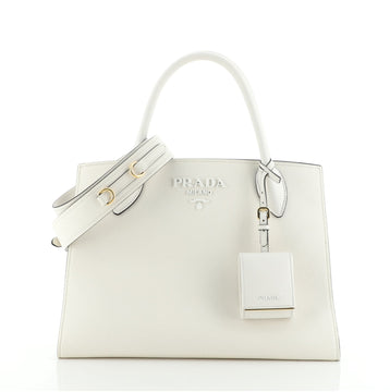 Prada Monochrome Tote Saffiano with City Calf Small