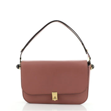 Valentino Turn Lock Flap Shoulder Bag Leather Small
