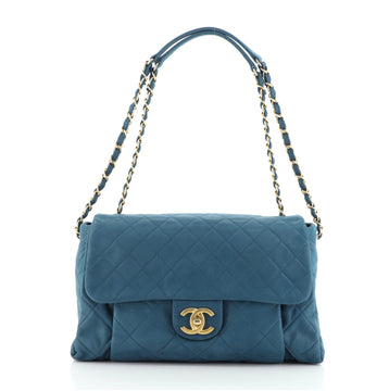 Chanel Coco Pleats Flap Bag Quilted Iridescent Calfskin Maxi