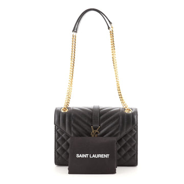 Saint Laurent Classic Monogram Envelope Satchel Quilted Leather Medium