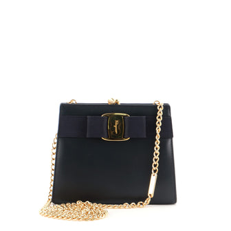Salvatore Ferragamo Vintage Kisslock Chain Crossbody Bag Leather Mini