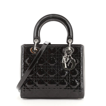 Christian Dior Lady Dior Bag Cannage Quilt Patent Medium