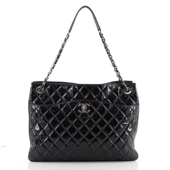 Chanel Zip Trio Tote Quilted Patent Large