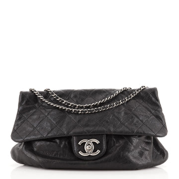 Chanel Elastic Flap Bag Quilted Glazed Caviar Medium