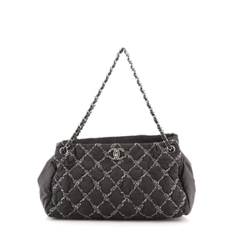 Chanel Tweed on Stitch Tote Quilted Nylon Large