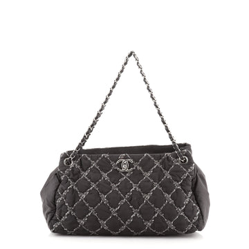 Chanel Tweed on Stitch Tote Quilted Nylon Large