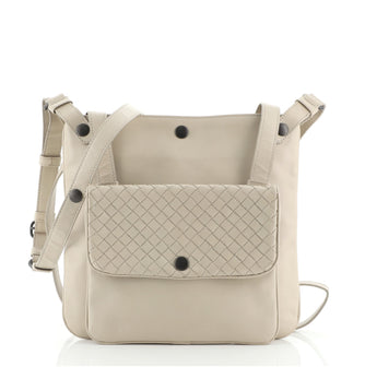 Bottega Veneta Front Pocket Messenger Bag Leather with Intrecciato Detail Small
