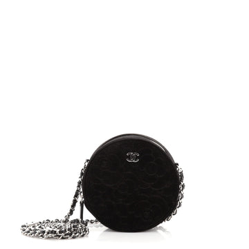 Chanel Camellia Round Clutch with Chain Velvet
