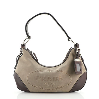 Prada Logo Hobo Canvas Medium