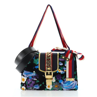 Gucci Sylvie Shoulder Bag Printed Velvet Small
