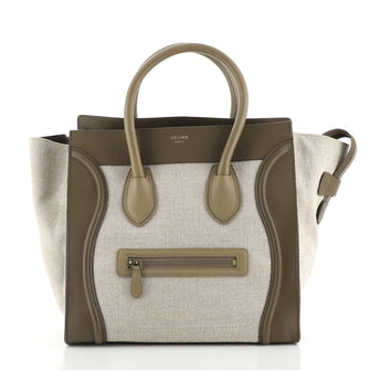 Celine Tricolor Luggage Bag Canvas and Leather Mini