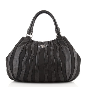 Prada Waves Hobo Leather and Tessuto Large