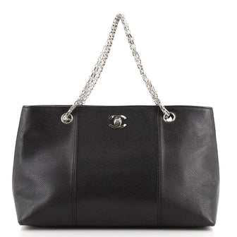 Chanel Vintage Mademoiselle Chain Shopping Tote Caviar Small