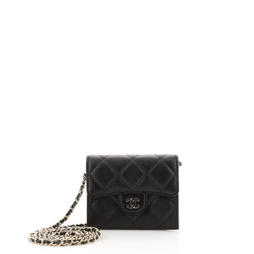 Chanel Classic Card Holder on Chain Quilted Caviar Mini