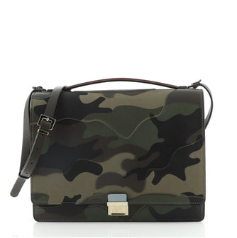 Valentino Messenger Bag Camo Leather and Canvas Medium