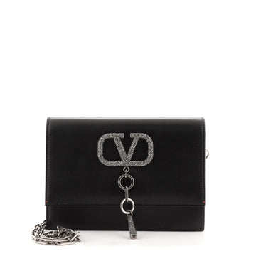 Valentino VCase Shoulder Bag Leather with Crystal Detail Small