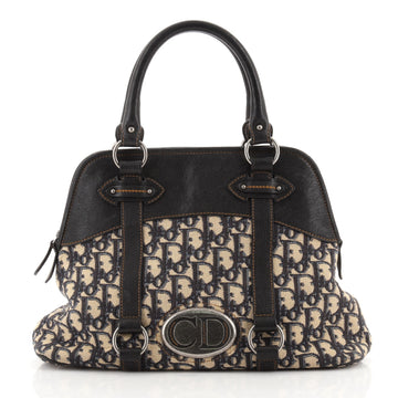 Christian Dior Vintage Dome Zip Satchel Diorissimo Canvas and Leather Large