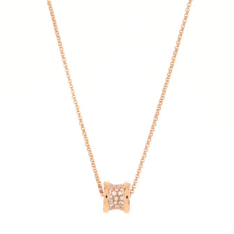 Bvlgari B.Zero1 Round Pendant Necklace 18K Rose Gold with Diamonds