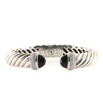 David Yurman Cable Classic Bracelet Sterling Silver with Onyx and Diamonds 10mm
