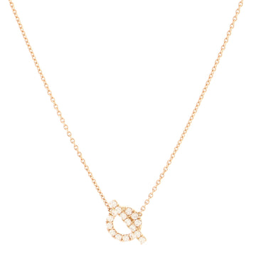 Hermes Finesse Pendant Necklace 18K Rose Gold and Diamonds