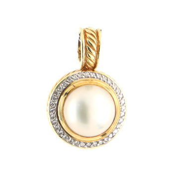 David Yurman Cerise Enhancer Pendant Pendant & Charms 18K Yellow Gold with Pearl and Diamonds