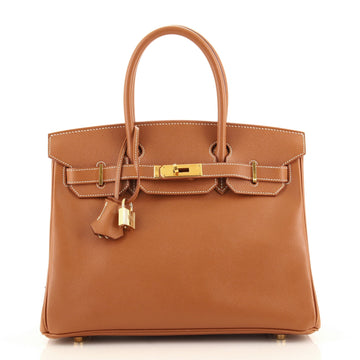 Hermes Birkin Handbag Brown Courchevel with Gold Hardware 30