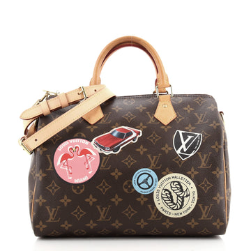 Louis Vuitton Speedy Bandouliere Bag Limited Edition World Tour Monogram Canvas 30