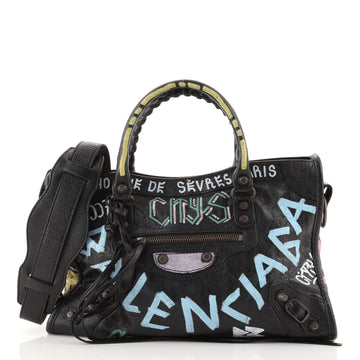 Balenciaga City Graffiti Classic Studs Bag Leather Small
