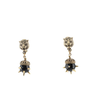 Gucci Feline Clip-On Drop Earrings Metal with Resin