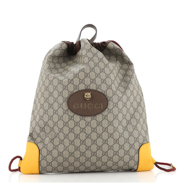 Gucci Neo Vintage Drawstring Backpack GG Coated Canvas Large