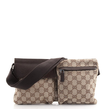 Gucci Vintage Double Belt Bag GG Canvas
